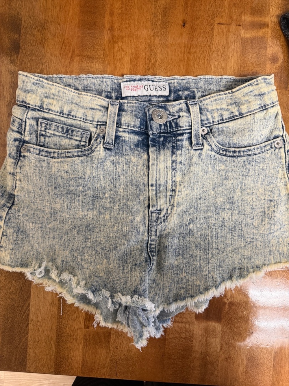 GUESS Women's Light Acid Wash Denim Cutoff Shorts